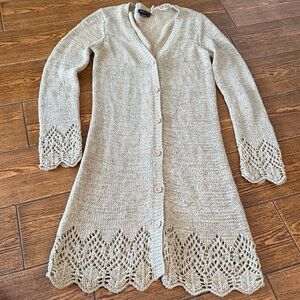 BCBG Maxazria Crochet Cardigan/ Sweater Button Down Size Medium